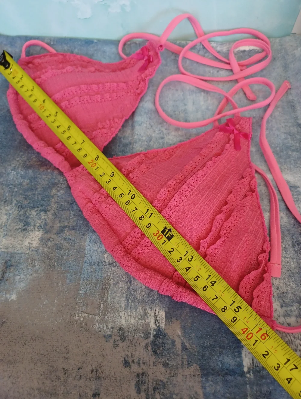 Seamoly Women's Pink Ruffle Triangle Bikini Set L - Picture 10 of 11